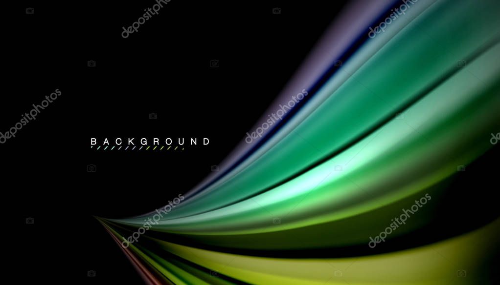 Abstract wave lines fluid rainbow style color stripes on black background. Vector artistic illustration for presentation, app wallpaper, banner or poster