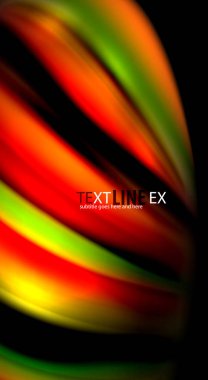 Dalga satırları sıvı gökkuşağı tarzı renk çizgili siyah arka plan üzerine soyut. Sunum, app duvar kağıdı, başlık sayfası veya poster için sanatsal illüstrasyon