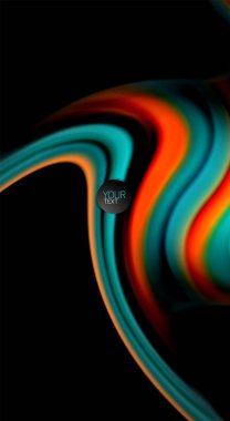 Dalga satırları sıvı gökkuşağı tarzı renk çizgili siyah arka plan üzerine soyut. Sunum, app duvar kağıdı, başlık sayfası veya poster için sanatsal illüstrasyon