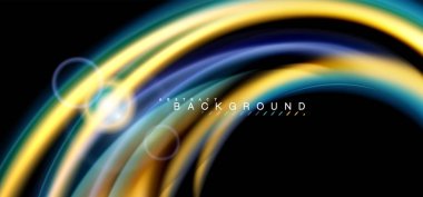 Siyah, sıvı üzerinde renk parlak ışık efektleri çok renkli dalgalı şekil stil