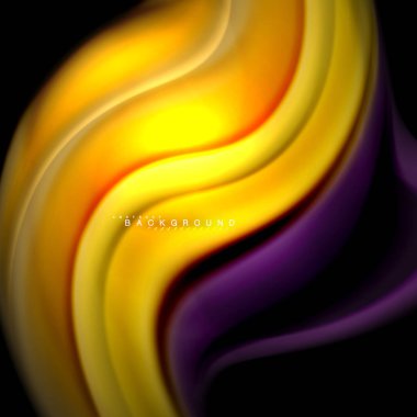 Sıvı karıştırma renkler dalga arka plan tasarlamak vektör. Renkli örgü dalgalar