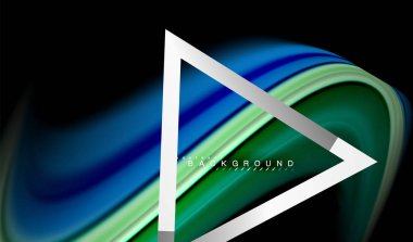 Gökkuşağı sıvı geometrik şekil dalga ve metalik renkler