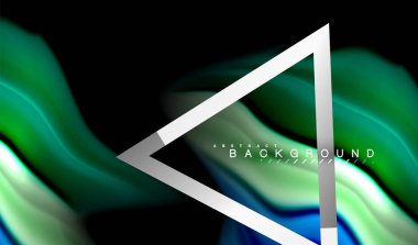 Gökkuşağı sıvı geometrik şekil dalga ve metalik renkler