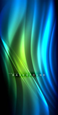 Neon parlayan dalga, sihirli enerji ve ışık arka plan