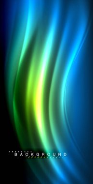 Neon parlayan dalga, sihirli enerji ve ışık arka plan