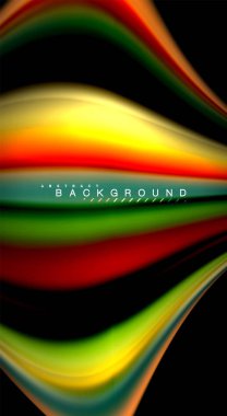 Dalga satırları sıvı gökkuşağı tarzı renk çizgili siyah arka plan üzerine soyut. Sunum, app duvar kağıdı, başlık sayfası veya poster için sanatsal illüstrasyon