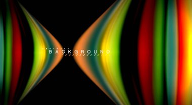 Dalga satırları sıvı gökkuşağı tarzı renk çizgili siyah arka plan üzerine soyut. Sunum, app duvar kağıdı, başlık sayfası veya poster için sanatsal illüstrasyon