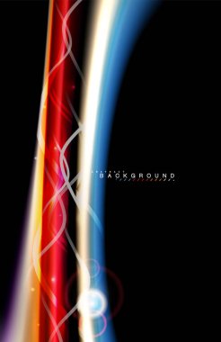 Siyah, sıvı üzerinde renk parlak ışık efektleri çok renkli dalgalı şekil stil