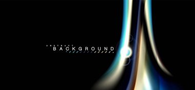 Siyah, sıvı üzerinde renk parlak ışık efektleri çok renkli dalgalı şekil stil