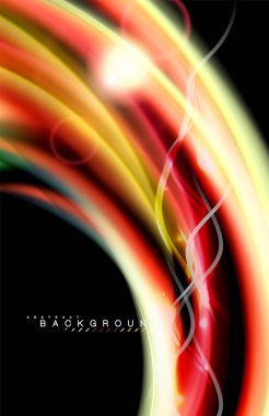 Siyah, sıvı üzerinde renk parlak ışık efektleri çok renkli dalgalı şekil stil