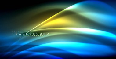 Neon parlayan dalga, sihirli enerji ve ışık arka plan