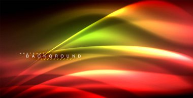 Neon parlayan dalga, sihirli enerji ve ışık arka plan