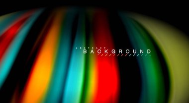 Dalga satırları sıvı gökkuşağı tarzı renk çizgili siyah arka plan üzerine soyut. Sunum, app duvar kağıdı, başlık sayfası veya poster için sanatsal illüstrasyon