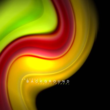 Sıvı karıştırma renkler dalga arka plan tasarlamak vektör. Renkli örgü dalgalar