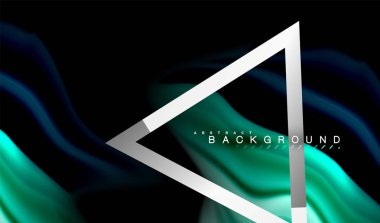 Gökkuşağı sıvı geometrik şekil dalga ve metalik renkler