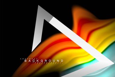 Gökkuşağı sıvı geometrik şekil dalga ve metalik renkler