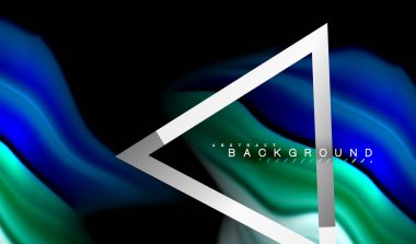 Gökkuşağı sıvı geometrik şekil dalga ve metalik renkler