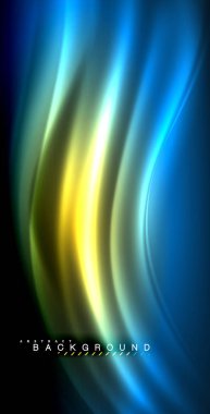 Neon parlayan dalga, sihirli enerji ve ışık arka plan