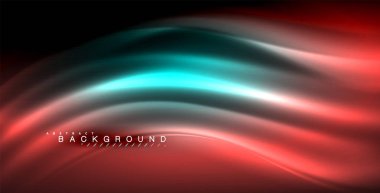 Neon parlayan dalga, sihirli enerji ve ışık arka plan. Vektör çizim