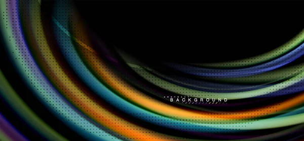 Multicolor líneas de onda en el diseño de fondo negro — Archivo Imágenes Vectoriales