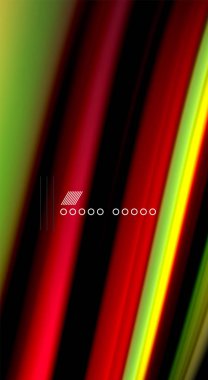 Sıvı gökkuşağı renkleri siyah arka plan üzerinde vektör dalga çizgiler ve kıvrımlar