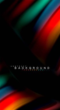 Dalga satırları sıvı gökkuşağı tarzı renk çizgili siyah arka plan üzerine soyut. Sunum, app duvar kağıdı, başlık sayfası veya poster için sanatsal illüstrasyon