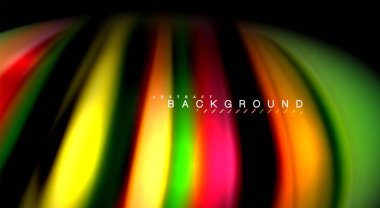 Dalga satırları sıvı gökkuşağı tarzı renk çizgili siyah arka plan üzerine soyut. Sunum, app duvar kağıdı, başlık sayfası veya poster için sanatsal illüstrasyon