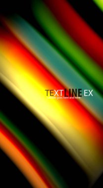 Dalga satırları sıvı gökkuşağı tarzı renk çizgili siyah arka plan üzerine soyut. Sunum, app duvar kağıdı, başlık sayfası veya poster için sanatsal illüstrasyon