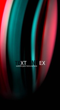 Dalga satırları sıvı gökkuşağı tarzı renk çizgili siyah arka plan üzerine soyut. Sunum, app duvar kağıdı, başlık sayfası veya poster için sanatsal illüstrasyon