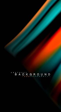 Dalga satırları sıvı gökkuşağı tarzı renk çizgili siyah arka plan üzerine soyut. Sunum, app duvar kağıdı, başlık sayfası veya poster için sanatsal illüstrasyon