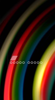 Dalga satırları sıvı gökkuşağı tarzı renk çizgili siyah arka plan üzerine soyut. Sunum, app duvar kağıdı, başlık sayfası veya poster için sanatsal illüstrasyon