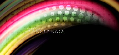 Siyah arka plan üzerinde renkli dalga satırları