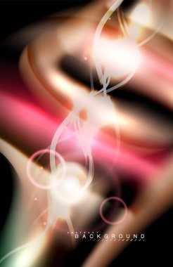 Siyah, sıvı üzerinde renk parlak ışık efektleri çok renkli dalgalı şekil stil