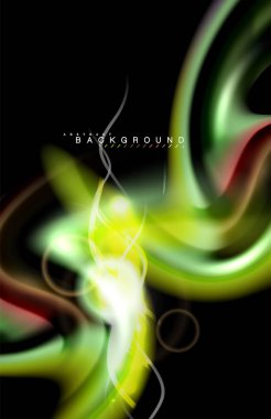 Siyah, sıvı üzerinde renk parlak ışık efektleri çok renkli dalgalı şekil stil