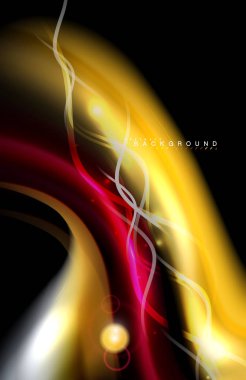 Siyah, sıvı üzerinde renk parlak ışık efektleri çok renkli dalgalı şekil stil