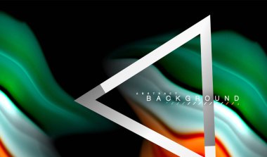 Gökkuşağı sıvı geometrik şekil dalga ve metalik renkler