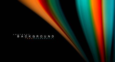 Dalga satırları sıvı gökkuşağı tarzı renk çizgili siyah arka plan üzerine soyut. Sunum, app duvar kağıdı, başlık sayfası veya poster için sanatsal illüstrasyon