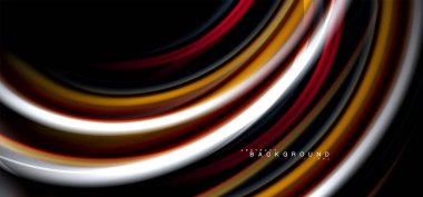 Çok renkli dalga satırlarında siyah arka plan vektör tasarımı