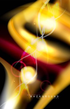 Siyah, sıvı üzerinde renk parlak ışık efektleri çok renkli dalgalı şekil stil