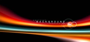 Siyah, sıvı üzerinde renk parlak ışık efektleri çok renkli dalgalı şekil stil