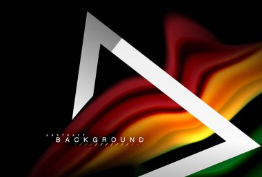 Gökkuşağı sıvı geometrik şekil dalga ve metalik renkler