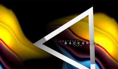 Gökkuşağı sıvı geometrik şekil dalga ve metalik renkler