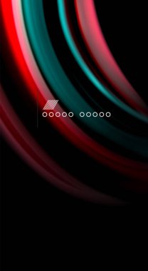 Dalga satırları sıvı gökkuşağı tarzı renk çizgili siyah arka plan üzerine soyut. Sunum, app duvar kağıdı, başlık sayfası veya poster için sanatsal illüstrasyon