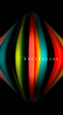 Dalga satırları sıvı gökkuşağı tarzı renk çizgili siyah arka plan üzerine soyut. Sunum, app duvar kağıdı, başlık sayfası veya poster için sanatsal illüstrasyon