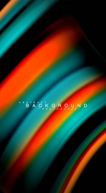 Dalga satırları sıvı gökkuşağı tarzı renk çizgili siyah arka plan üzerine soyut. Sunum, app duvar kağıdı, başlık sayfası veya poster için sanatsal illüstrasyon