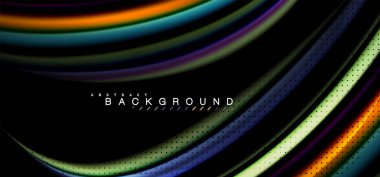 Siyah arka plan üzerinde renkli dalga satırları