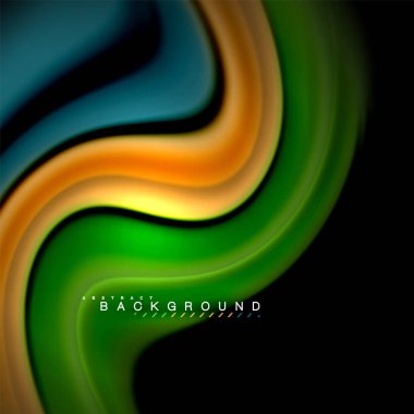 Sıvı karıştırma renkler dalga arka plan tasarlamak vektör. Renkli örgü dalgalar