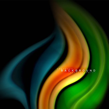 Sıvı karıştırma renkler dalga arka plan tasarlamak vektör. Renkli örgü dalgalar