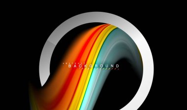 Gökkuşağı sıvı geometrik şekil dalga ve metalik renkler