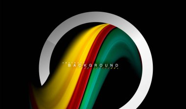 Gökkuşağı sıvı geometrik şekil dalga ve metalik renkler